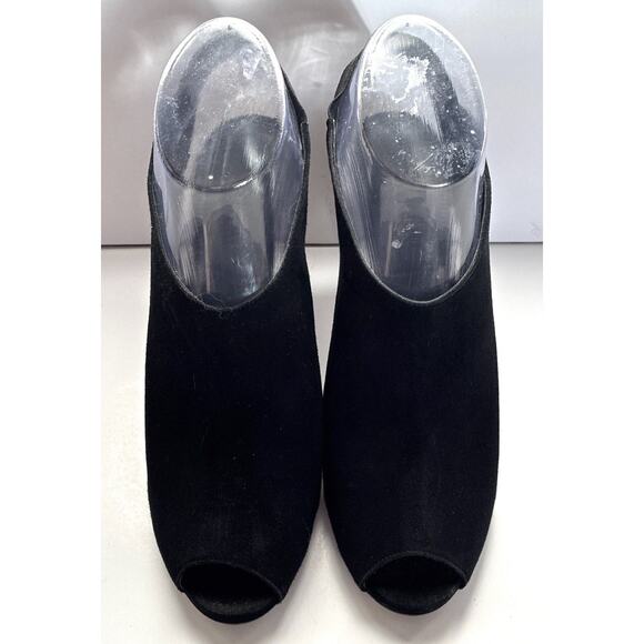 J.Crew Wmns Sz 7. 5 Black Suede Peep Toe 3” heel Slingback Shoes made in Italy - Picture 5 of 8